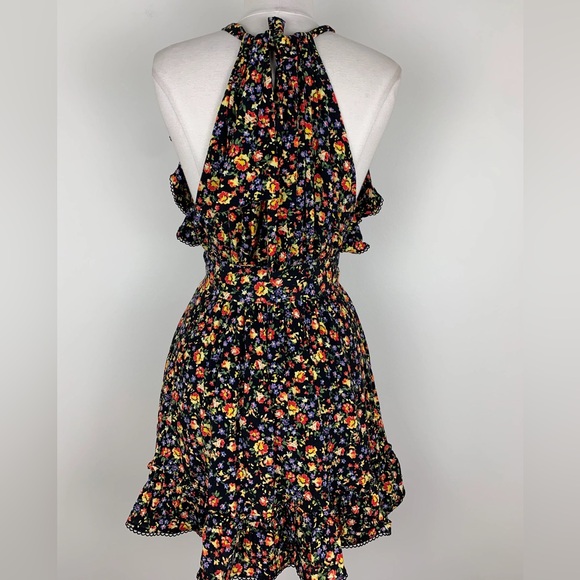 Sézane Nasta Floral Jardin Mini Ruffle Keyhole Halter Dress - Picture 7 of 8